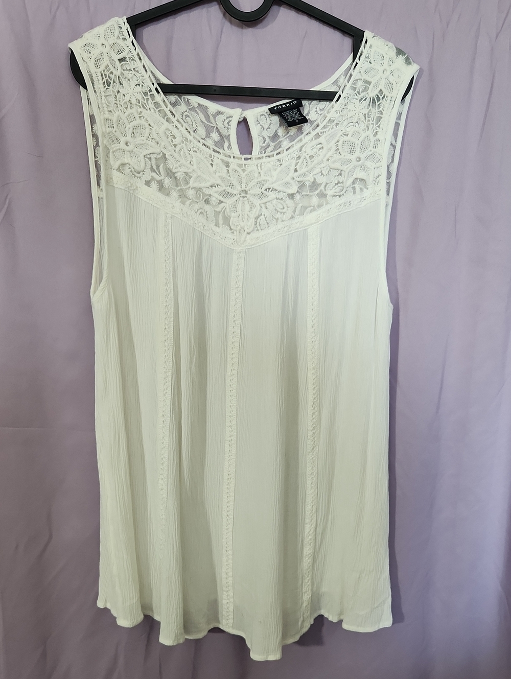 torrid White Lace Overlay Top with Black Label Detail